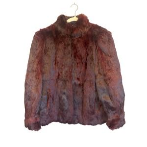 Vintage Authentic Red Dyed Rabbit Fur Coat size Large